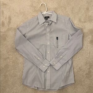 Men's Striped Dress Shirt - White and Blue